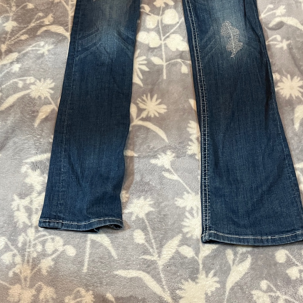 Rock and roll cowgirl denim bootcut jeans - embellished/ distressed W 29 - Picture 3 of 14